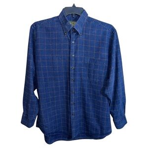 Orvis Shirt Men’s Size L Blue Orange Checks Long Sleeve Button Front